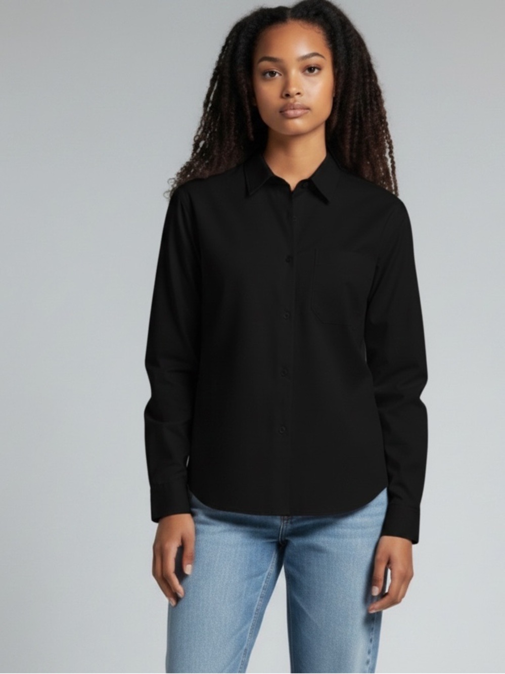 Classic Black Button-Up Shirt - Women's Top Medium NWT